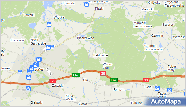 mapa Bałdowice, Bałdowice na mapie Targeo