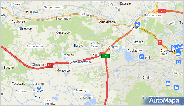 mapa Balice gmina Zabierzów, Balice gmina Zabierzów na mapie Targeo