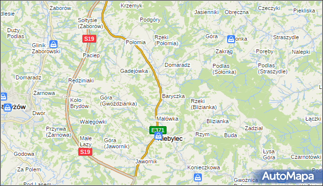 mapa Baryczka gmina Niebylec, Baryczka gmina Niebylec na mapie Targeo