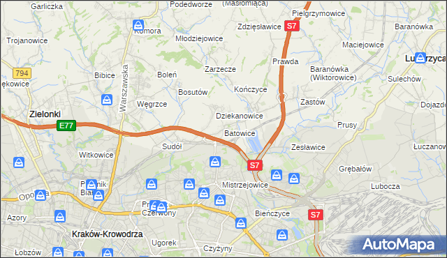 mapa Batowice, Batowice na mapie Targeo