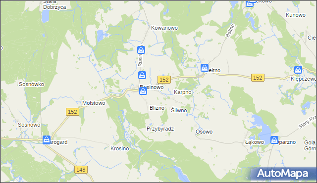 mapa Bedlno gmina Świdwin, Bedlno gmina Świdwin na mapie Targeo