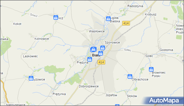 mapa Biała powiat prudnicki, Biała powiat prudnicki na mapie Targeo