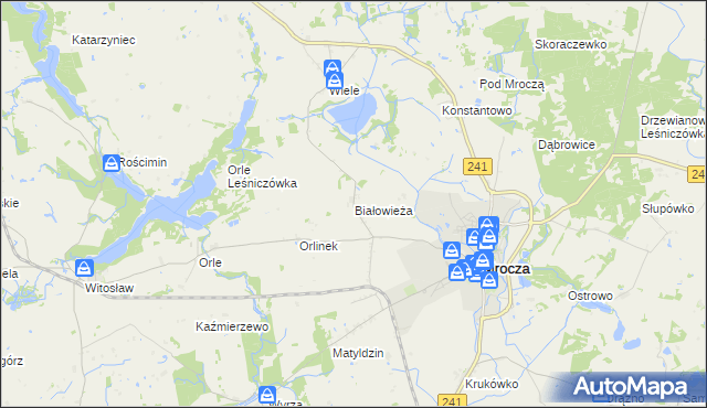 mapa Białowieża gmina Mrocza, Białowieża gmina Mrocza na mapie Targeo