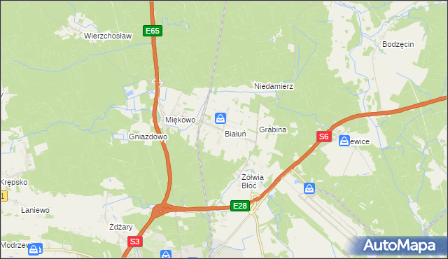mapa Białuń gmina Goleniów, Białuń gmina Goleniów na mapie Targeo