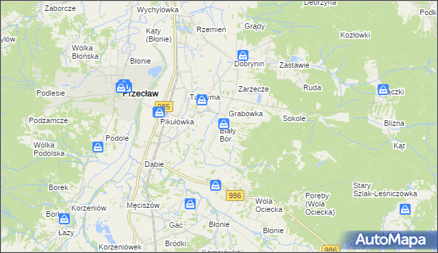 mapa Biały Bór gmina Przecław, Biały Bór gmina Przecław na mapie Targeo