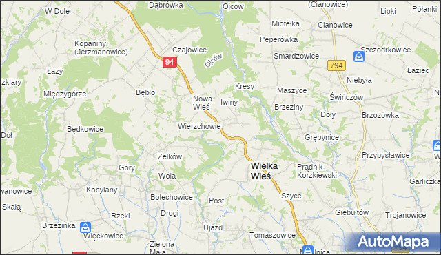 mapa Biały Kościół gmina Wielka Wieś, Biały Kościół gmina Wielka Wieś na mapie Targeo