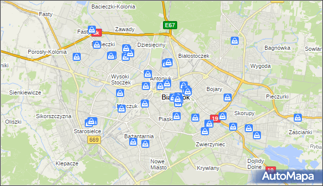 mapa Białegostoku, Białystok na mapie Targeo