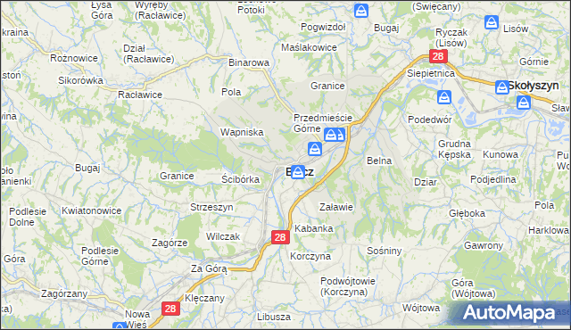 mapa Biecz powiat gorlicki, Biecz powiat gorlicki na mapie Targeo