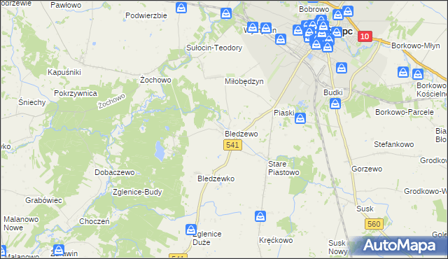 mapa Bledzewo, Bledzewo na mapie Targeo