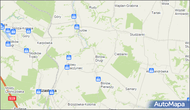 mapa Blinów Drugi, Blinów Drugi na mapie Targeo