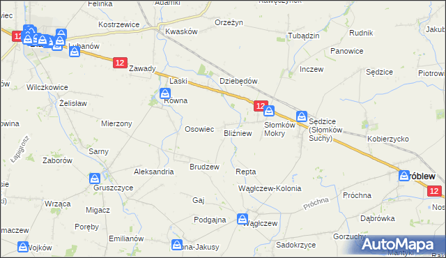 mapa Bliźniew, Bliźniew na mapie Targeo
