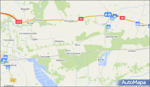 mapa Bnin gmina Sadki, Bnin gmina Sadki na mapie Targeo