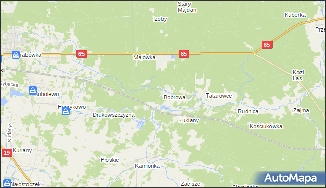 mapa Bobrowa gmina Zabłudów, Bobrowa gmina Zabłudów na mapie Targeo