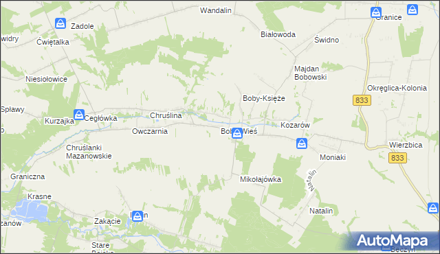 mapa Boby-Wieś, Boby-Wieś na mapie Targeo