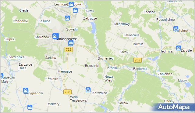 mapa Bocheniec gmina Małogoszcz, Bocheniec gmina Małogoszcz na mapie Targeo