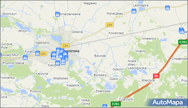 mapa Bociniec, Bociniec na mapie Targeo