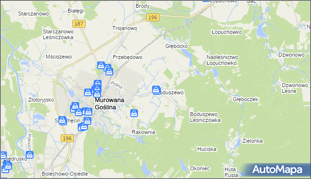 mapa Boduszewo, Boduszewo na mapie Targeo