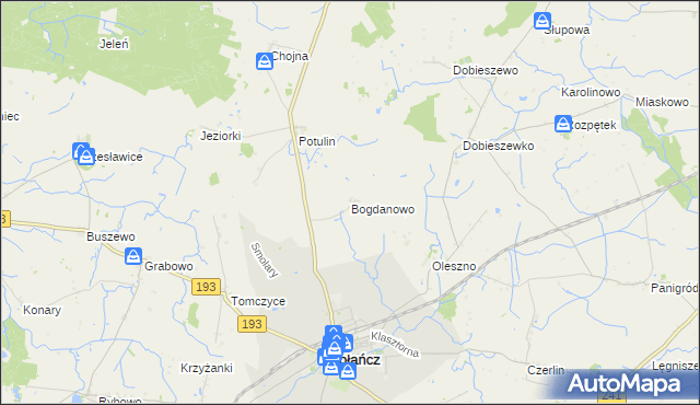 mapa Bogdanowo gmina Gołańcz, Bogdanowo gmina Gołańcz na mapie Targeo
