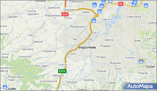 mapa Boguchwała powiat rzeszowski, Boguchwała powiat rzeszowski na mapie Targeo