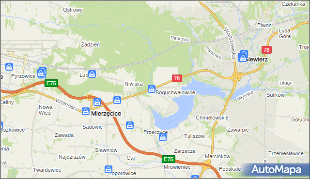 mapa Boguchwałowice, Boguchwałowice na mapie Targeo