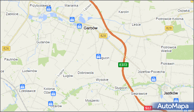 mapa Bogucin gmina Garbów, Bogucin gmina Garbów na mapie Targeo