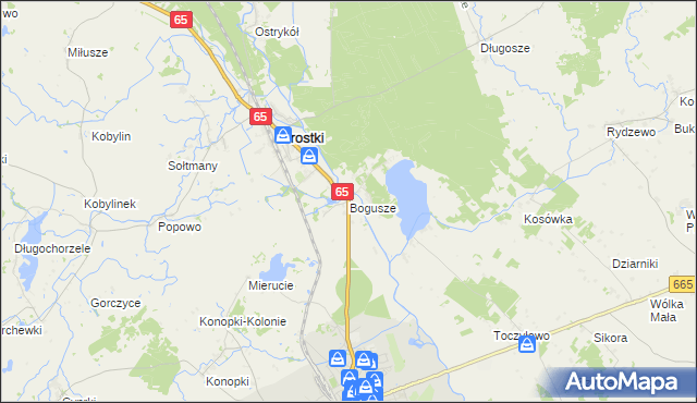 mapa Bogusze gmina Prostki, Bogusze gmina Prostki na mapie Targeo