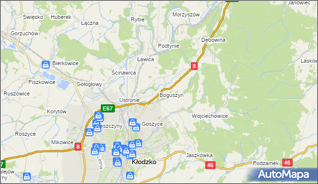 mapa Boguszyn gmina Kłodzko, Boguszyn gmina Kłodzko na mapie Targeo