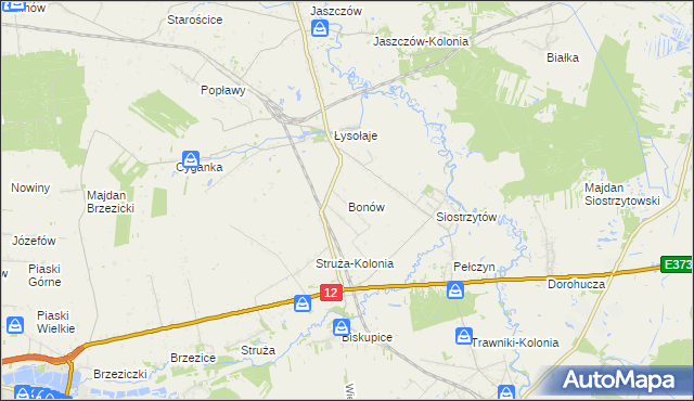 mapa Bonów gmina Trawniki, Bonów gmina Trawniki na mapie Targeo