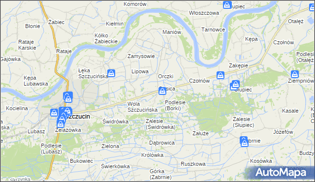 mapa Borki gmina Szczucin, Borki gmina Szczucin na mapie Targeo