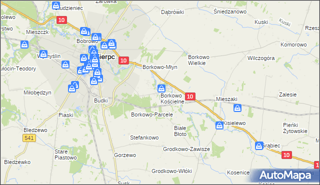 mapa Borkowo Kościelne, Borkowo Kościelne na mapie Targeo