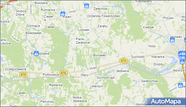 mapa Borowiec gmina Tarczyn, Borowiec gmina Tarczyn na mapie Targeo
