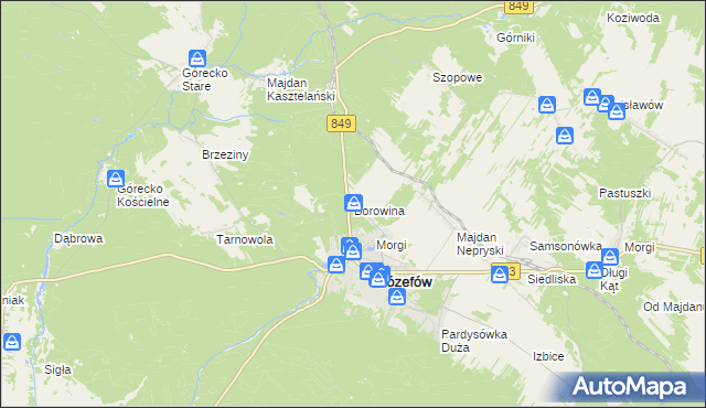 mapa Borowina gmina Józefów, Borowina gmina Józefów na mapie Targeo