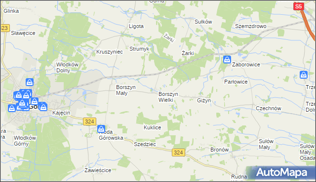 mapa Borszyn Wielki, Borszyn Wielki na mapie Targeo