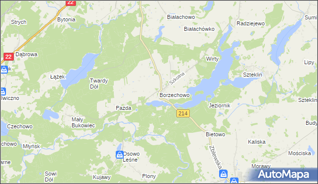mapa Borzechowo, Borzechowo na mapie Targeo