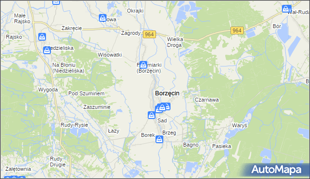 mapa Borzęcin powiat brzeski, Borzęcin powiat brzeski na mapie Targeo