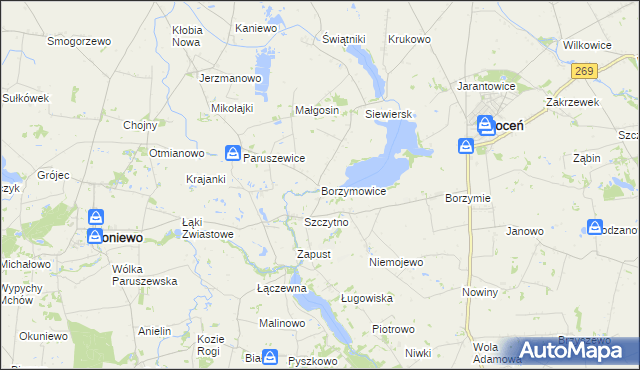 mapa Borzymowice, Borzymowice na mapie Targeo