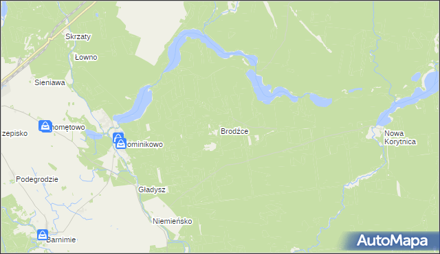 mapa Brodźce gmina Drawno, Brodźce gmina Drawno na mapie Targeo