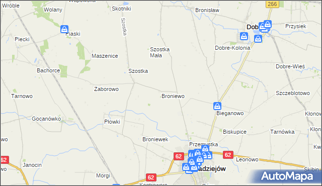 mapa Broniewo gmina Radziejów, Broniewo gmina Radziejów na mapie Targeo