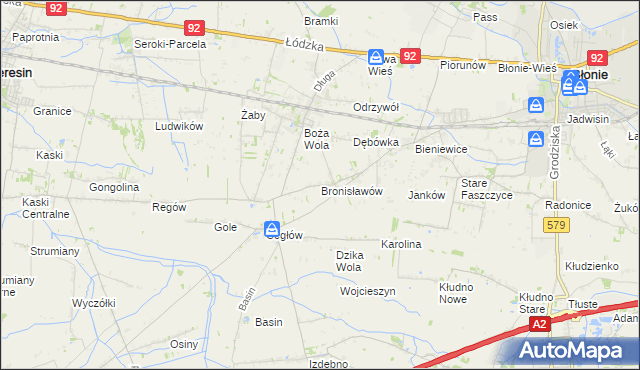 mapa Bronisławów gmina Baranów, Bronisławów gmina Baranów na mapie Targeo