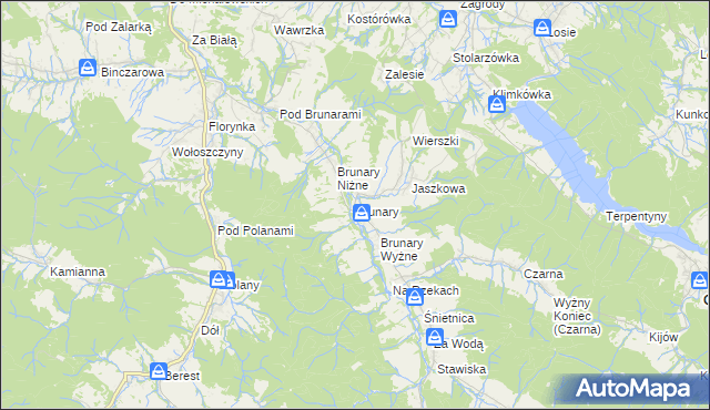 mapa Brunary, Brunary na mapie Targeo