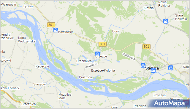 mapa Brzeźce gmina Stężyca, Brzeźce gmina Stężyca na mapie Targeo