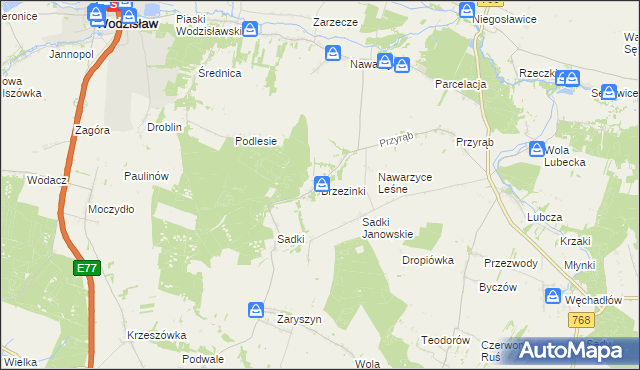 mapa Brzezinki gmina Wodzisław, Brzezinki gmina Wodzisław na mapie Targeo