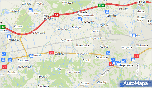 mapa Brzezówka gmina Ropczyce, Brzezówka gmina Ropczyce na mapie Targeo
