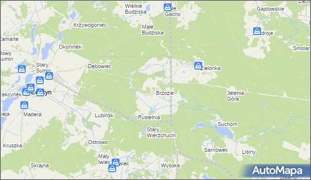 mapa Brzozie gmina Cekcyn, Brzozie gmina Cekcyn na mapie Targeo
