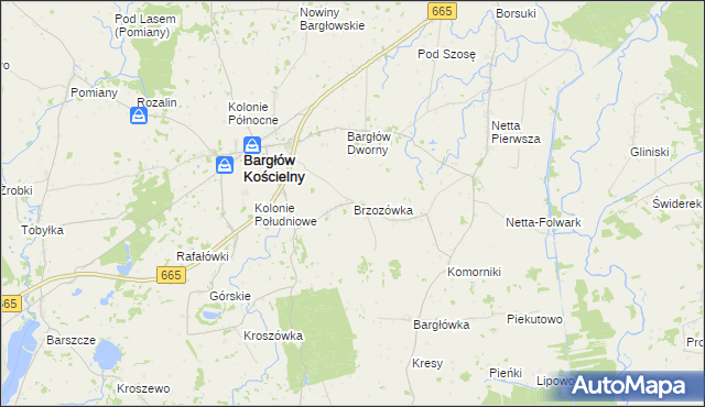 mapa Brzozówka gmina Bargłów Kościelny, Brzozówka gmina Bargłów Kościelny na mapie Targeo