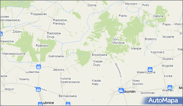 mapa Brzozówka gmina Łubnice, Brzozówka gmina Łubnice na mapie Targeo