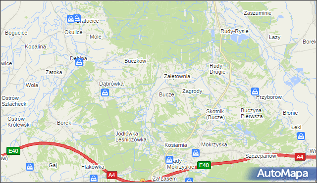 mapa Bucze gmina Brzesko, Bucze gmina Brzesko na mapie Targeo