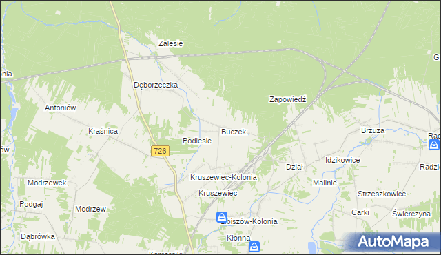mapa Buczek gmina Poświętne, Buczek gmina Poświętne na mapie Targeo
