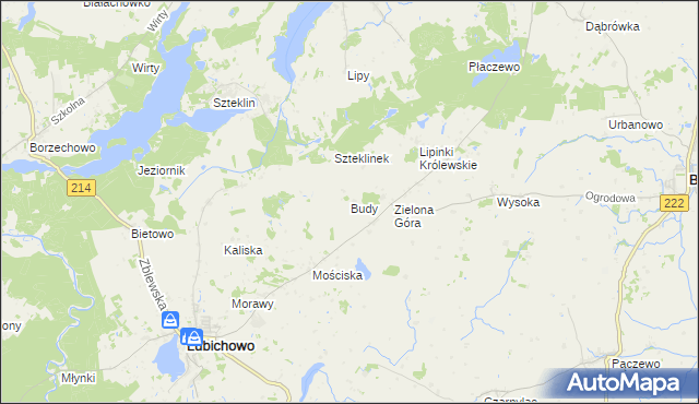 mapa Budy gmina Lubichowo, Budy gmina Lubichowo na mapie Targeo
