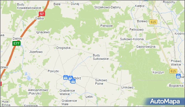 mapa Budy Sułkowskie gmina Strzegowo, Budy Sułkowskie gmina Strzegowo na mapie Targeo